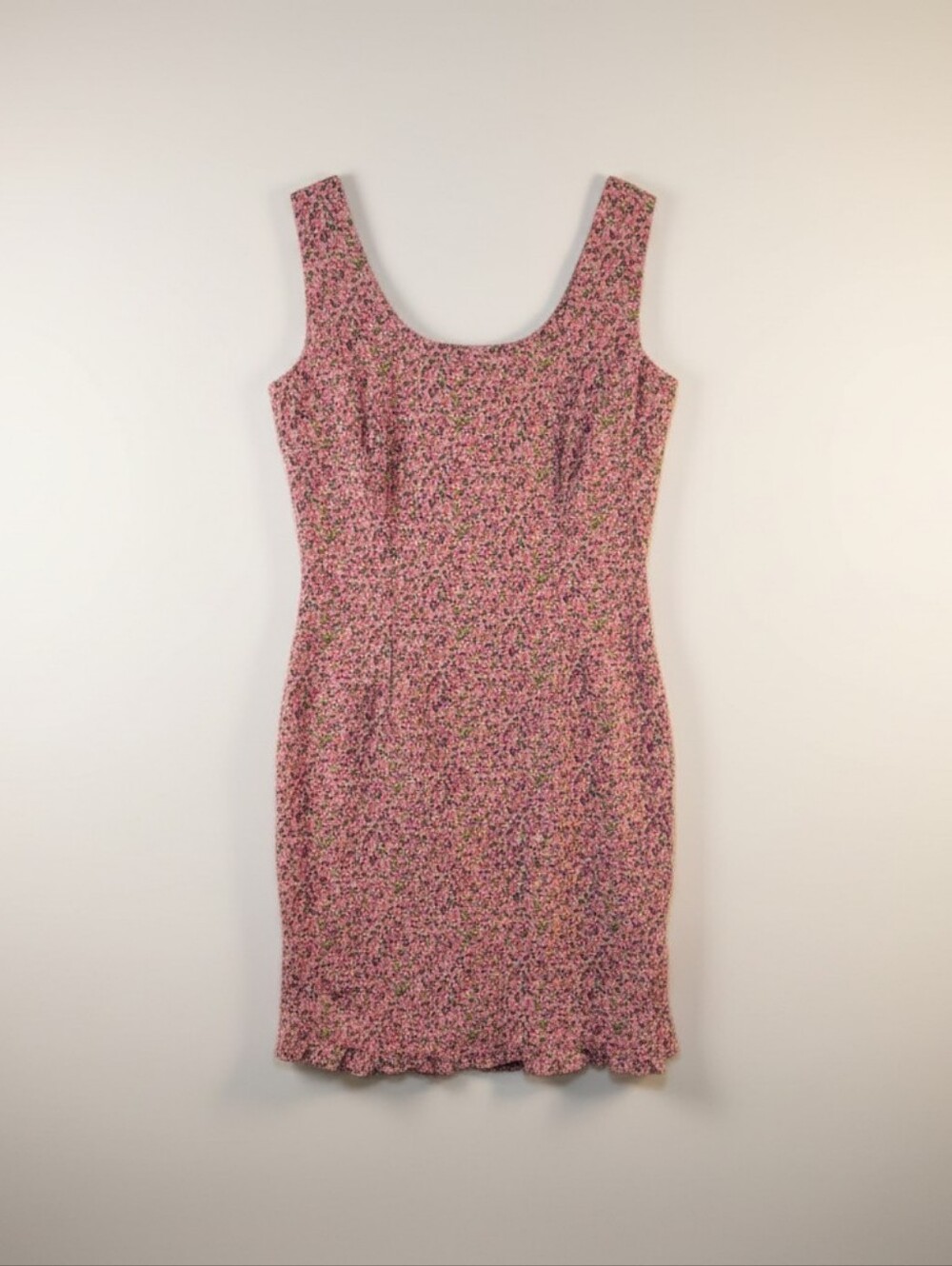 Scarlet Y2K Pink Ditsy Floral Mini Dress – Ruffle Hem – Size 7